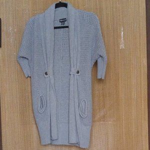 Grey Knit Cardigan Sweater with Pockets